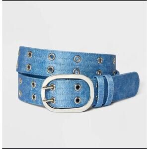 Blue Denim Belt with Silver Accents